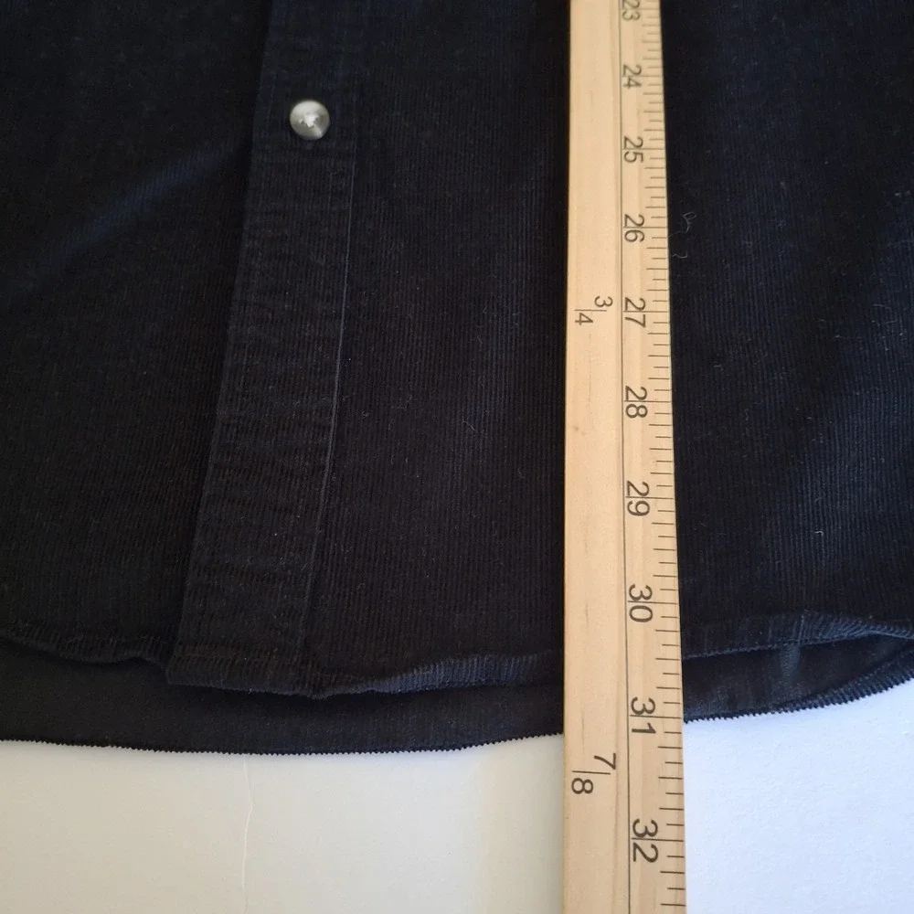 ASOS DESIGN Mens Black Corduroy Shirt Size XL Long Sleeve Button‎ Down Pocket